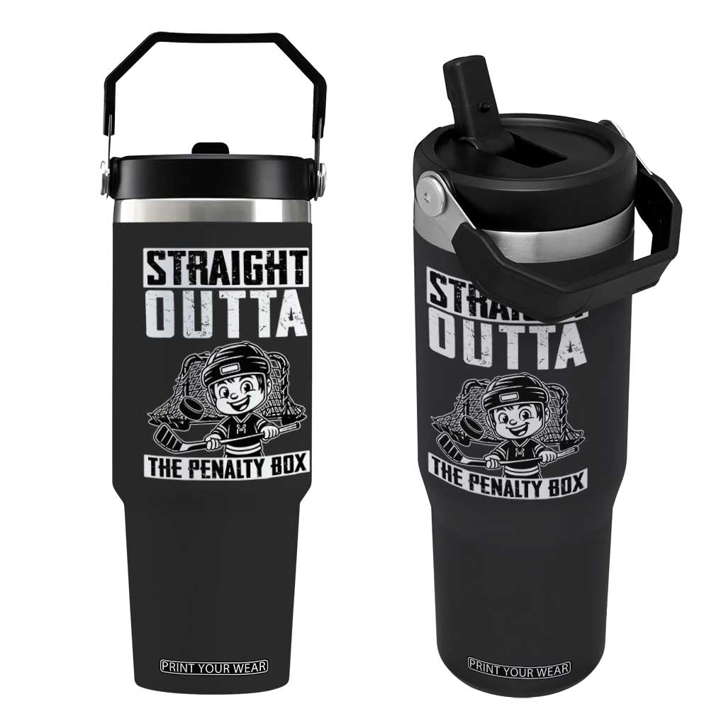Straight Outta The Penalty Box Flip Straw Tumbler Funny Hockey Gift For Boys TS12 One Size: 30 oz Black Print Your Wear