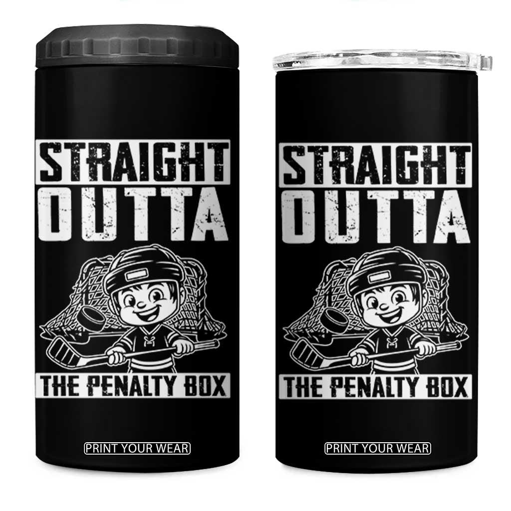 Straight Outta The Penalty Box 4 in 1 Can Cooler Tumbler Funny Hockey Gift For Boys TS12 One Size: 16 oz Black Print Your Wear