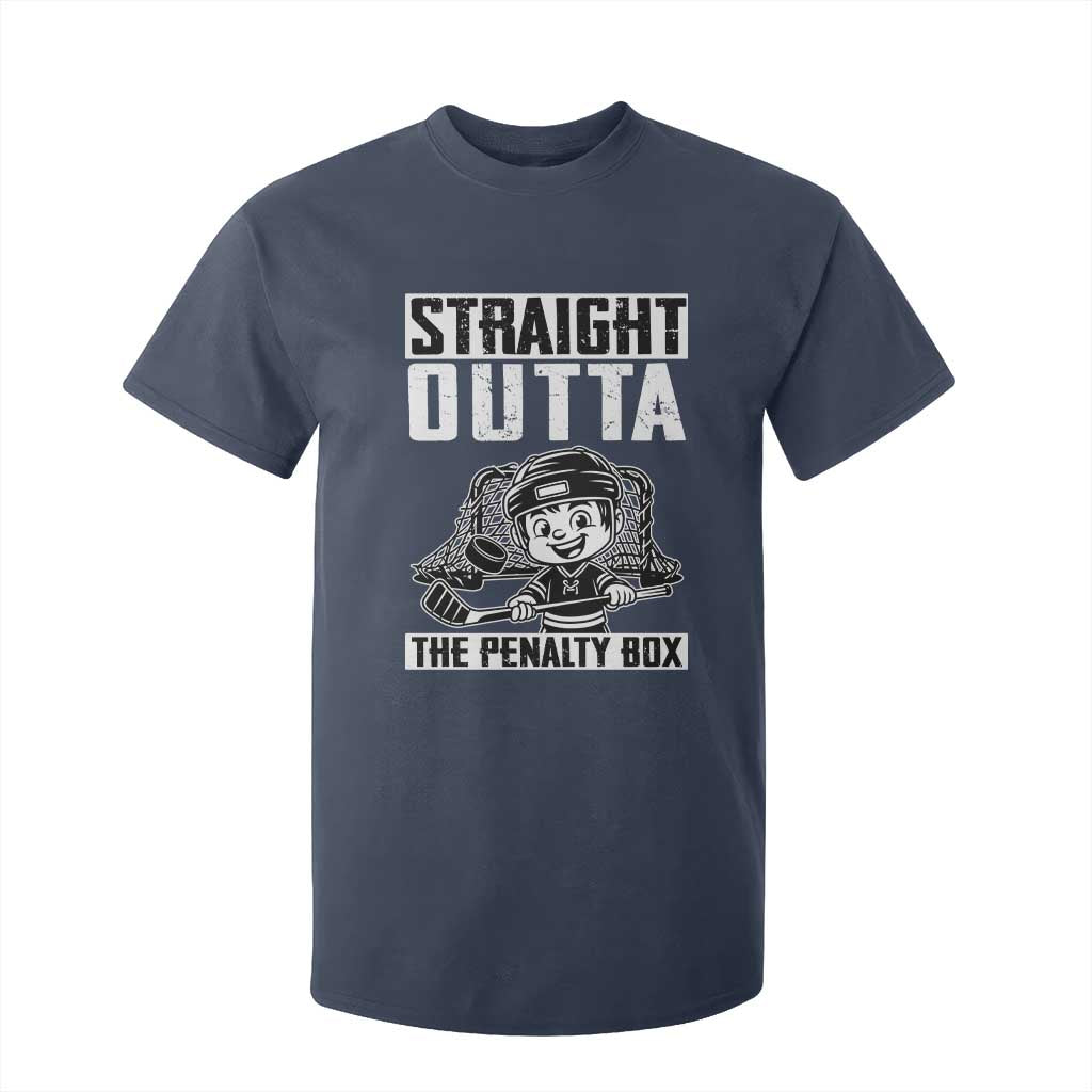 Straight Outta The Penalty Box T Shirt For Kid Funny Hockey Gift For Boys TS12 Navy Print Your Wear