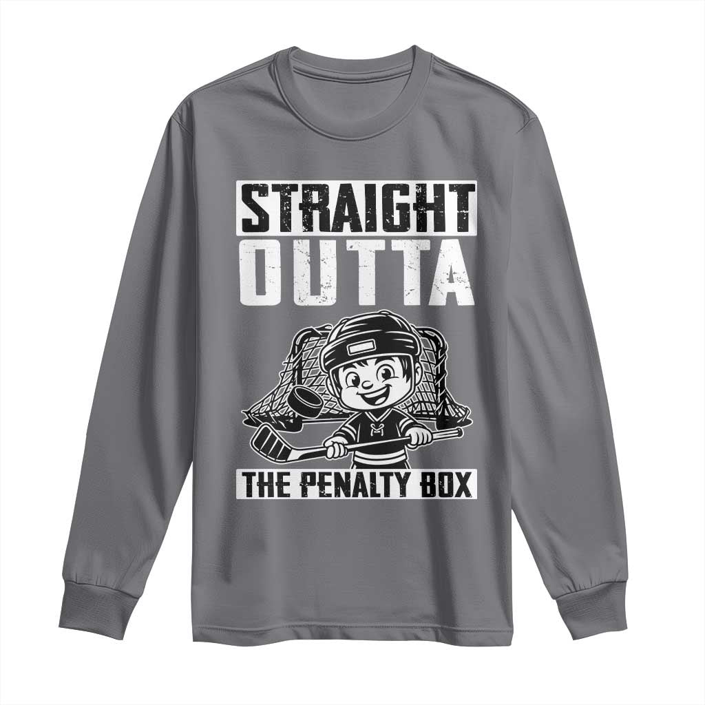 Straight Outta The Penalty Box Long Sleeve Shirt Funny Hockey Gift For Boys TS12 Charcoal Print Your Wear