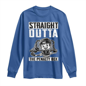 Straight Outta The Penalty Box Long Sleeve Shirt Funny Hockey Gift For Boys TS12 Royal Blue Print Your Wear