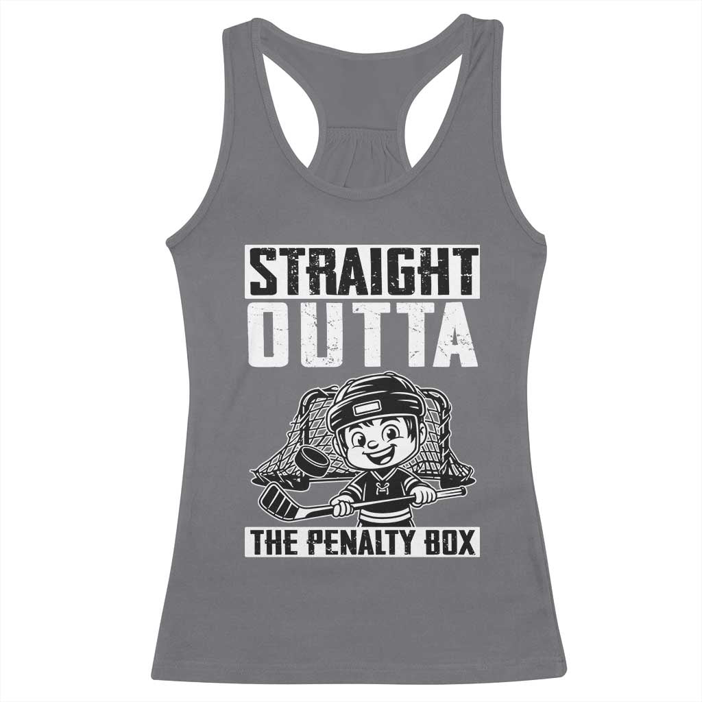 Straight Outta The Penalty Box Racerback Tank Top Funny Hockey Gift For Boys TS12 Charcoal Print Your Wear