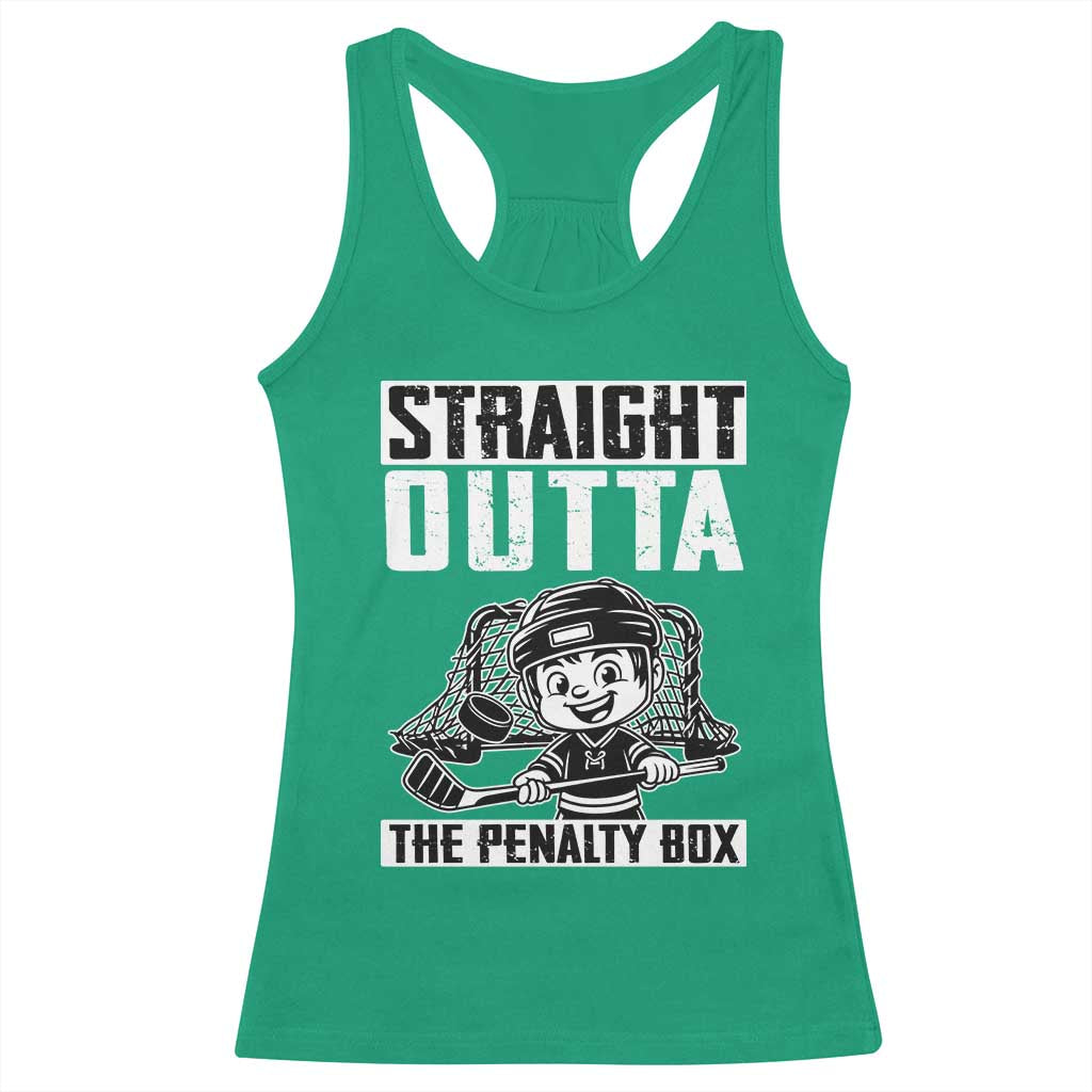 Straight Outta The Penalty Box Racerback Tank Top Funny Hockey Gift For Boys TS12 Irish Green Print Your Wear