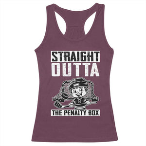Straight Outta The Penalty Box Racerback Tank Top Funny Hockey Gift For Boys TS12 Maroon Print Your Wear