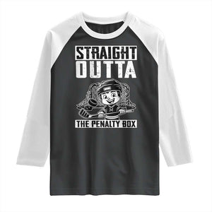 Straight Outta The Penalty Box Raglan Shirt Funny Hockey Gift For Boys TS12 Black White Print Your Wear