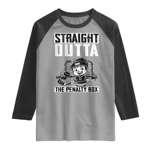 Straight Outta The Penalty Box Raglan Shirt Funny Hockey Gift For Boys TS12 Sport Gray Black Print Your Wear