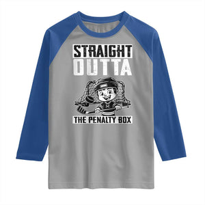 Straight Outta The Penalty Box Raglan Shirt Funny Hockey Gift For Boys TS12 Sport Gray Royal Print Your Wear