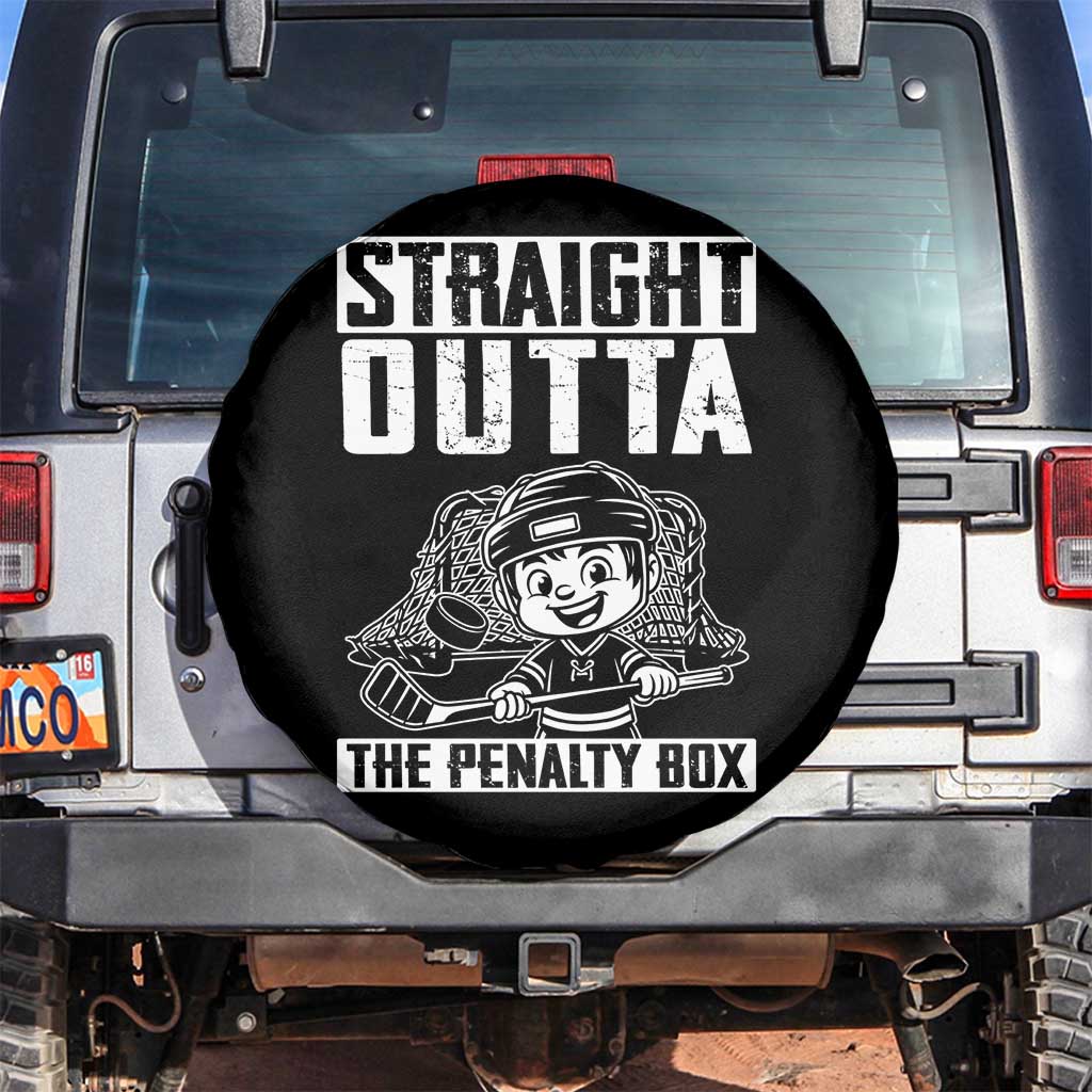 Straight Outta The Penalty Box Spare Tire Cover Funny Hockey Gift For Boys TS12 No hole Black Print Your Wear