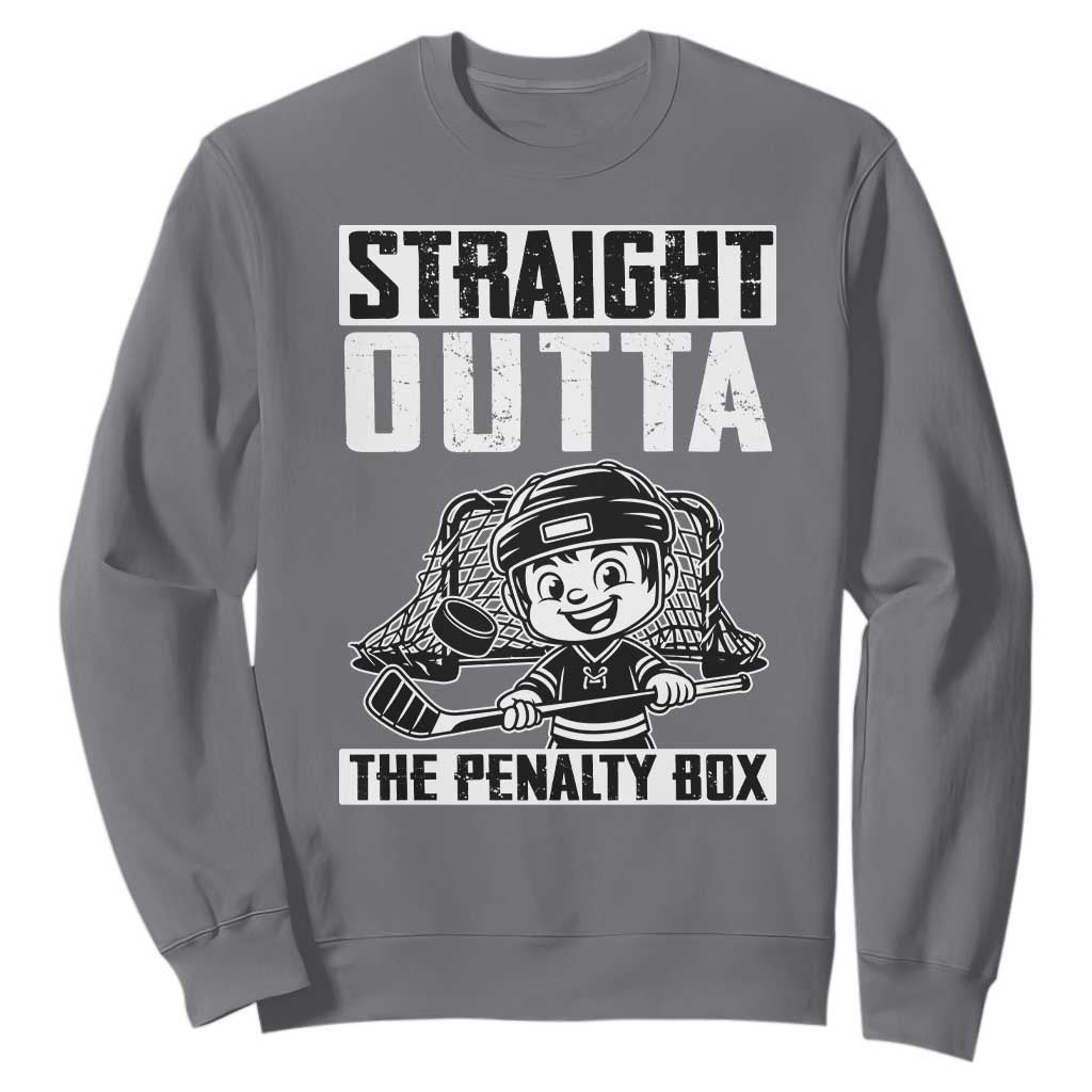 Straight Outta The Penalty Box Sweatshirt Funny Hockey Gift For Boys TS12 Charcoal Print Your Wear