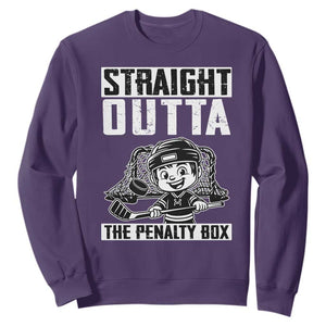 Straight Outta The Penalty Box Sweatshirt Funny Hockey Gift For Boys TS12 Purple Print Your Wear