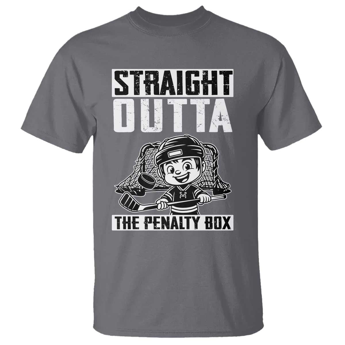 Straight Outta The Penalty Box T Shirt Funny Hockey Gift For Boys TS12 Charcoal Print Your Wear