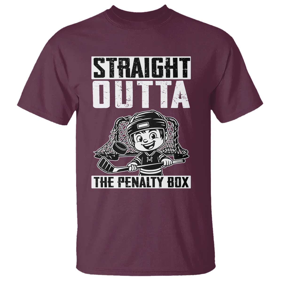 Straight Outta The Penalty Box T Shirt Funny Hockey Gift For Boys TS12 Maroon Print Your Wear