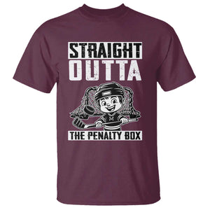Straight Outta The Penalty Box T Shirt Funny Hockey Gift For Boys TS12 Maroon Print Your Wear