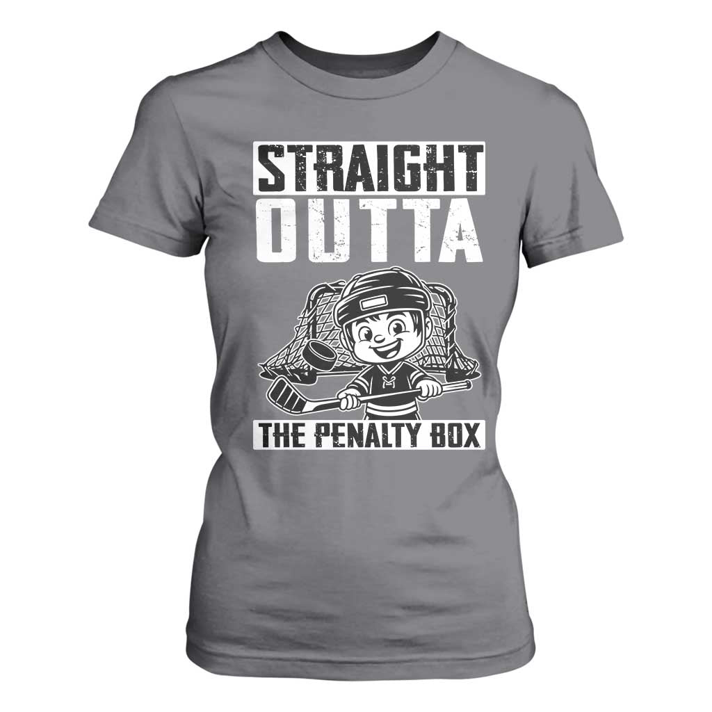 Straight Outta The Penalty Box T Shirt For Women Funny Hockey Gift For Boys TS12 Charcoal Print Your Wear