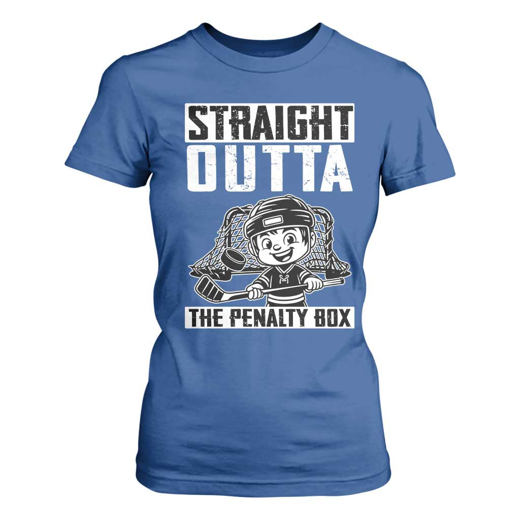 Straight Outta The Penalty Box T Shirt For Women Funny Hockey Gift For Boys TS12 Royal Blue Print Your Wear