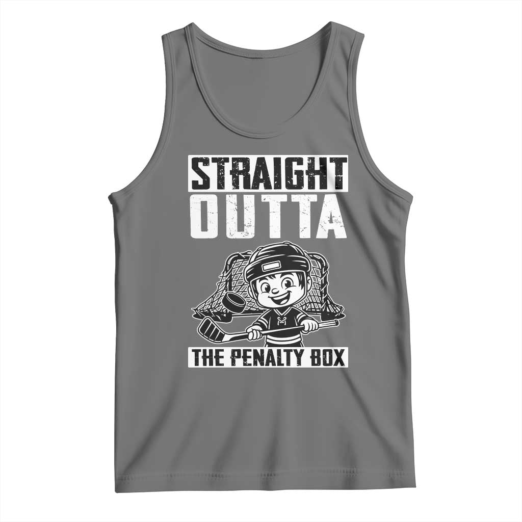 Straight Outta The Penalty Box Tank Top Funny Hockey Gift For Boys TS12 Black Heather Print Your Wear