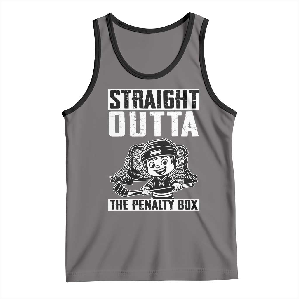 Straight Outta The Penalty Box Tank Top Funny Hockey Gift For Boys TS12 Deep Heather Black Print Your Wear