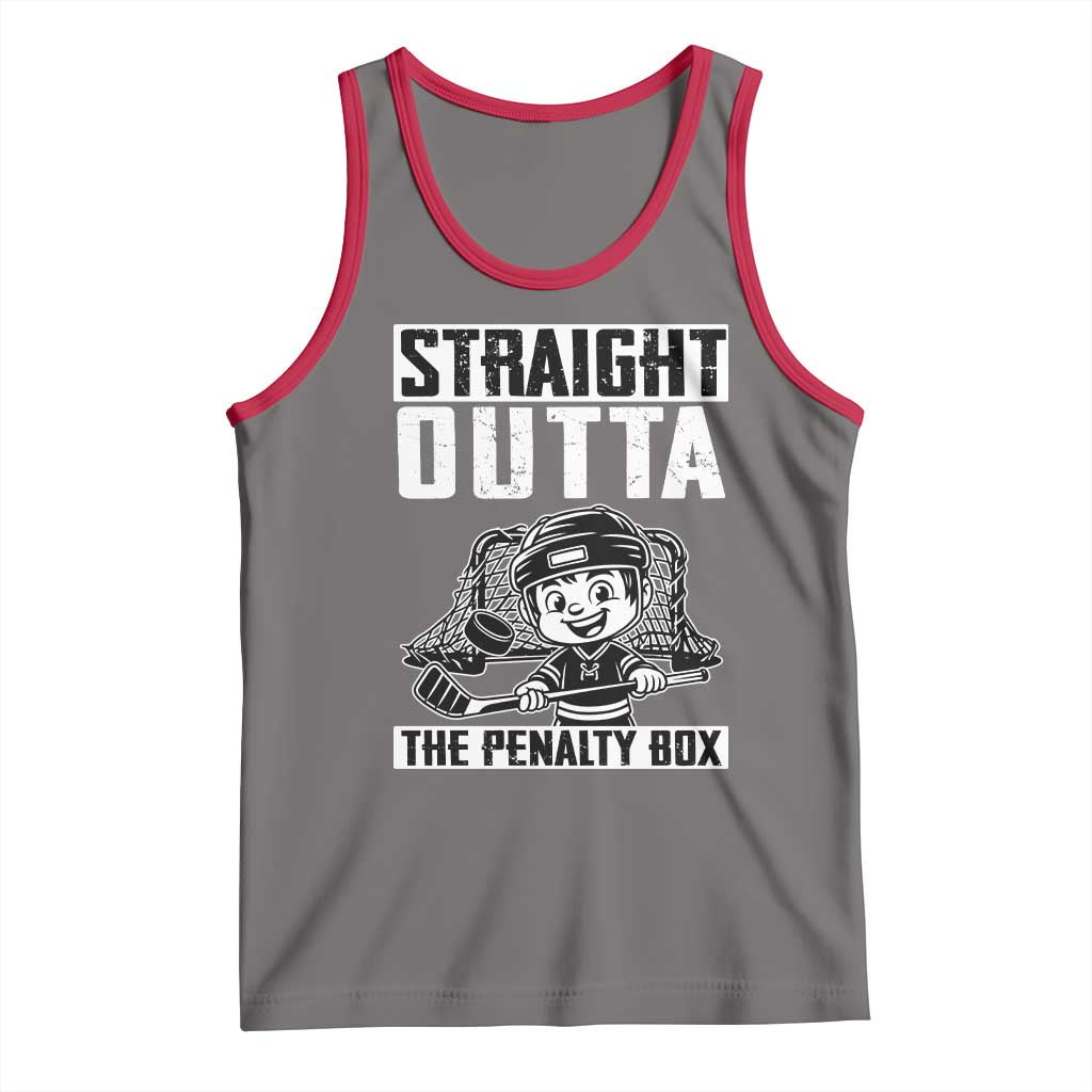 Straight Outta The Penalty Box Tank Top Funny Hockey Gift For Boys TS12 Deep Heather Red Print Your Wear