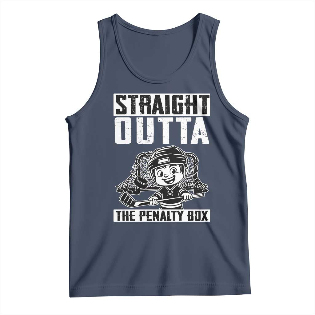 Straight Outta The Penalty Box Tank Top Funny Hockey Gift For Boys TS12 Navy Print Your Wear