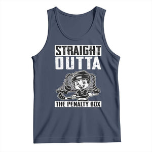 Straight Outta The Penalty Box Tank Top Funny Hockey Gift For Boys TS12 Navy Print Your Wear