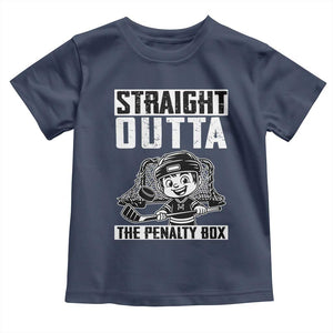 Straight Outta The Penalty Box Toddler T Shirt Funny Hockey Gift For Boys TS12 Navy Print Your Wear