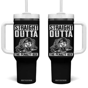 Straight Outta The Penalty Box Tumbler With Handle Funny Hockey Gift For Boys TS12 One Size: 40 oz Black Print Your Wear