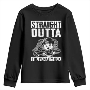 Straight Outta The Penalty Box Youth Sweatshirt Funny Hockey Gift For Boys TS12 Black Print Your Wear