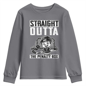 Straight Outta The Penalty Box Youth Sweatshirt Funny Hockey Gift For Boys TS12 Charcoal Print Your Wear