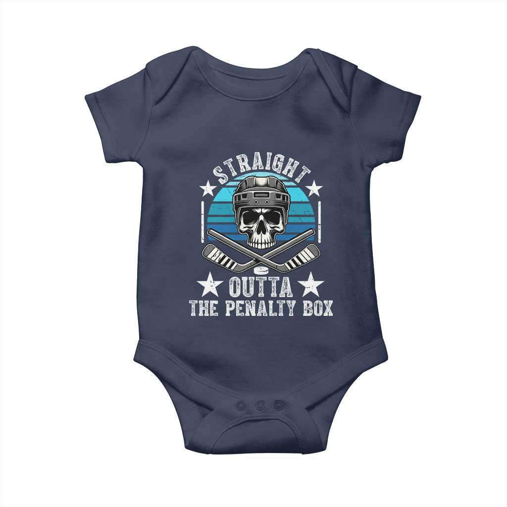 Straight Outta The Penalty Box Hockey Baby Onesie Funny Skull Player Gift TS12 Navy Print Your Wear