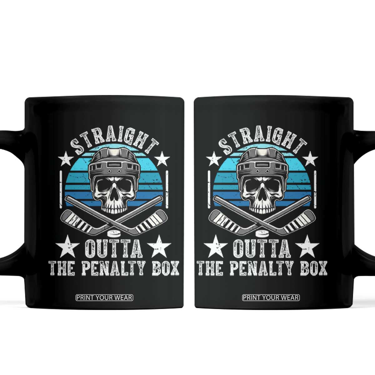 Straight Outta The Penalty Box Hockey Coffee Mug Funny Skull Player Gift TS12 Black Print Your Wear