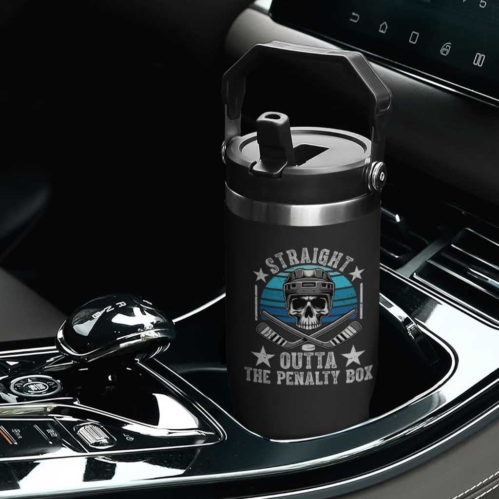 Straight Outta The Penalty Box Hockey Flip Straw Tumbler Funny Skull Player Gift TS12 Print Your Wear