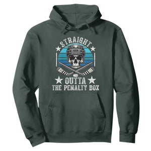 Straight Outta The Penalty Box Hockey Hoodie Funny Skull Player Gift TS12 Dark Forest Green Print Your Wear