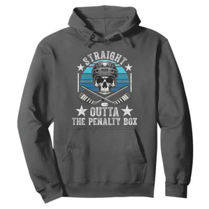 Straight Outta The Penalty Box Hockey Hoodie Funny Skull Player Gift TS12 Dark Heather Print Your Wear