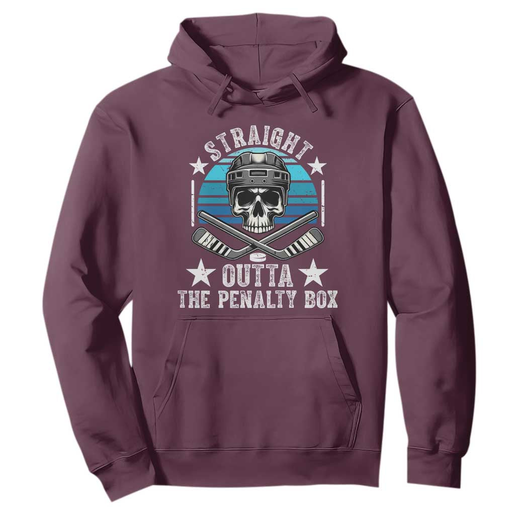 Straight Outta The Penalty Box Hockey Hoodie Funny Skull Player Gift TS12 Maroon Print Your Wear