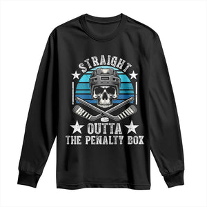 Straight Outta The Penalty Box Hockey Long Sleeve Shirt Funny Skull Player Gift TS12 Black Print Your Wear