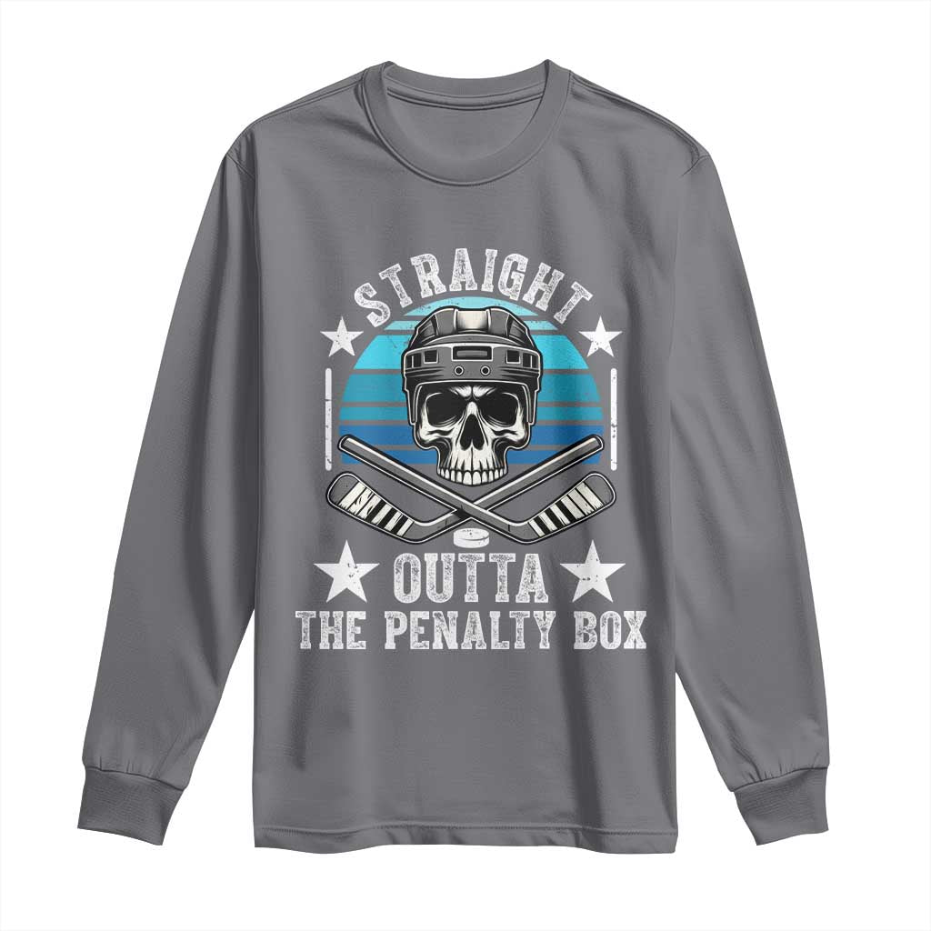 Straight Outta The Penalty Box Hockey Long Sleeve Shirt Funny Skull Player Gift TS12 Charcoal Print Your Wear
