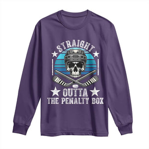 Straight Outta The Penalty Box Hockey Long Sleeve Shirt Funny Skull Player Gift TS12 Purple Print Your Wear