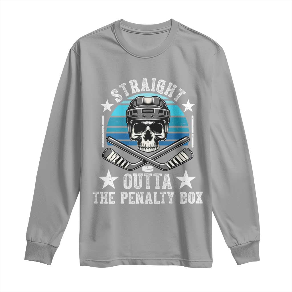 Straight Outta The Penalty Box Hockey Long Sleeve Shirt Funny Skull Player Gift TS12 Sport Gray Print Your Wear
