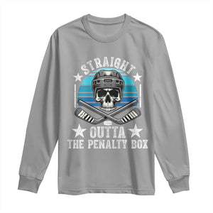 Straight Outta The Penalty Box Hockey Long Sleeve Shirt Funny Skull Player Gift TS12 Sport Gray Print Your Wear