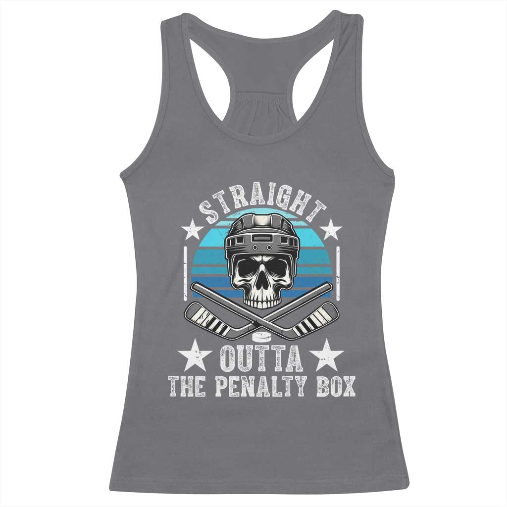 Straight Outta The Penalty Box Hockey Racerback Tank Top Funny Skull Player Gift TS12 Charcoal Print Your Wear
