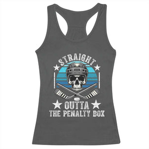 Straight Outta The Penalty Box Hockey Racerback Tank Top Funny Skull Player Gift TS12 Dark Heather Print Your Wear