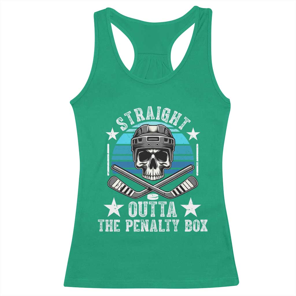 Straight Outta The Penalty Box Hockey Racerback Tank Top Funny Skull Player Gift TS12 Irish Green Print Your Wear