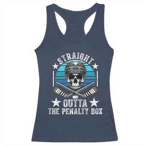 Straight Outta The Penalty Box Hockey Racerback Tank Top Funny Skull Player Gift TS12 Navy Print Your Wear