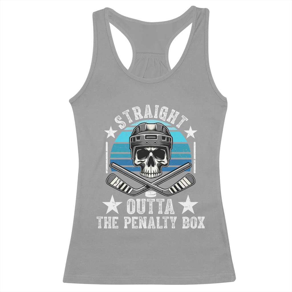 Straight Outta The Penalty Box Hockey Racerback Tank Top Funny Skull Player Gift TS12 Sport Gray Print Your Wear