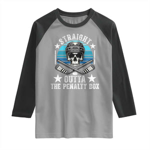 Straight Outta The Penalty Box Hockey Raglan Shirt Funny Skull Player Gift TS12 Sport Gray Black Print Your Wear