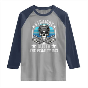 Straight Outta The Penalty Box Hockey Raglan Shirt Funny Skull Player Gift TS12 Sport Gray Navy Print Your Wear