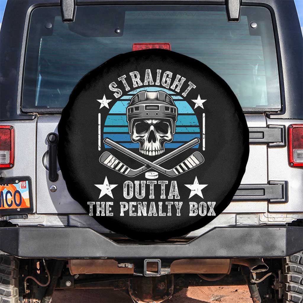 Straight Outta The Penalty Box Hockey Spare Tire Cover Funny Skull Player Gift TS12 No hole Black Print Your Wear