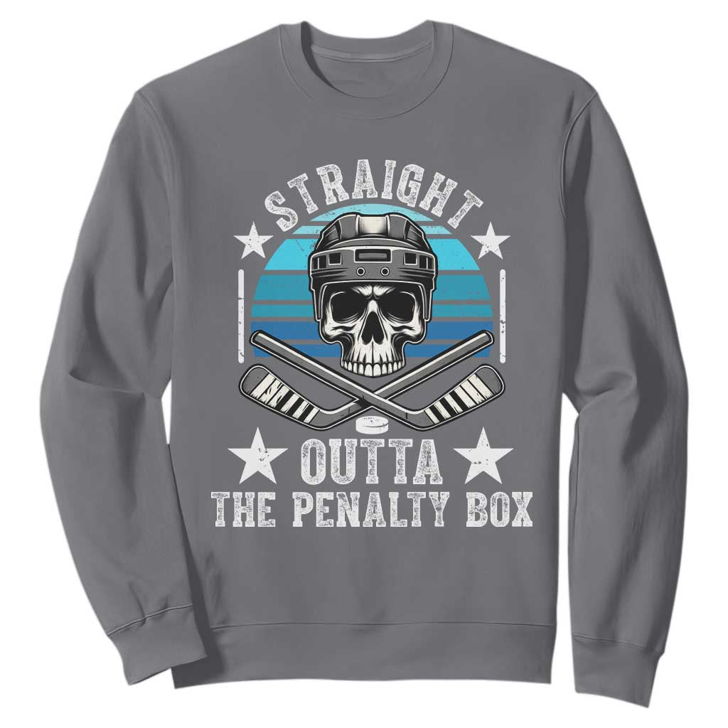 Straight Outta The Penalty Box Hockey Sweatshirt Funny Skull Player Gift TS12 Charcoal Print Your Wear