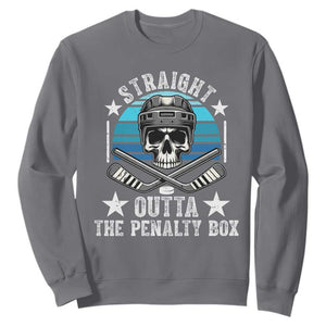 Straight Outta The Penalty Box Hockey Sweatshirt Funny Skull Player Gift TS12 Charcoal Print Your Wear