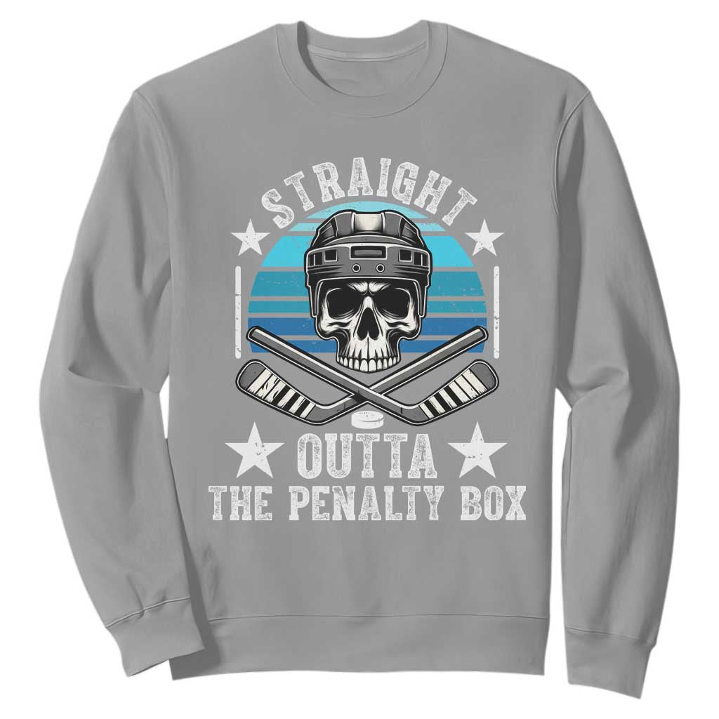Straight Outta The Penalty Box Hockey Sweatshirt Funny Skull Player Gift TS12 Sport Gray Print Your Wear
